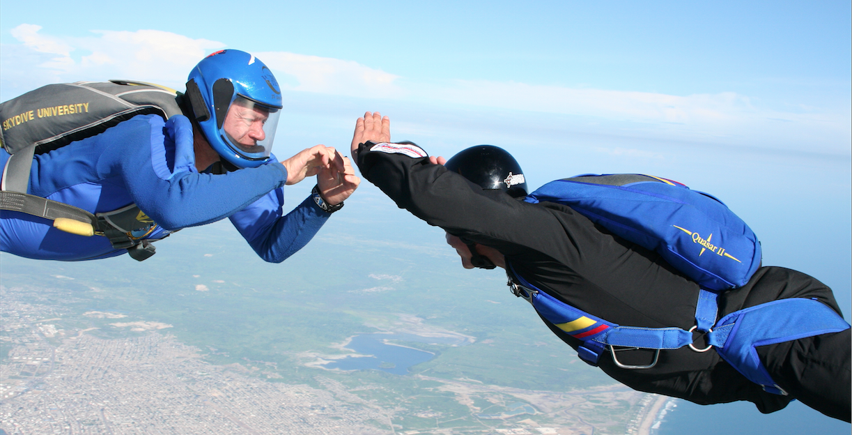 Skydive University Instructor Demonstrates Basic Bodyflight